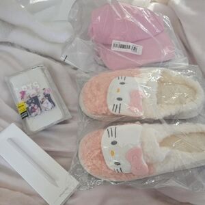 Ultimate Coquette Mega-Bundle - Pink Bow Cap, Hello Kitty Slippers, BTS Case